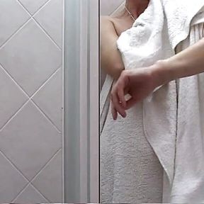 He loves watching his wife take a shower before fucking