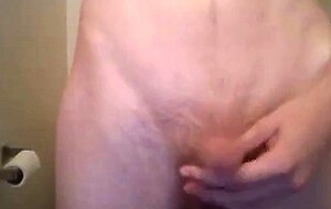 Twink Strokes Small Cock in Friend's Bathroom