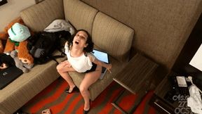 Garnet Rose Orgasms on the Boss' Laptop - Above View 4K