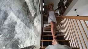 Galyna From Ukraine Stepping On His Face On Stairs - Polish Language - 4K