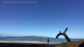 God walks into water at nude beach