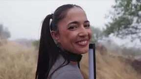 Submissive whore gets tied up and punished with a paddle