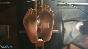 Chris Dirty Feet On A Glass Table HD