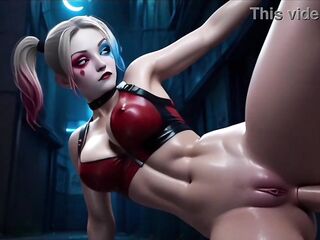 Harley quinn sucks a large jock (AI GENERATED)