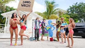 ”Elana Bunnz, Nia Bleu, Ruby Divine, Mira Luv, Lucas Frost, Michael Vente, Kasha, Fire Daddy, Arin Jones, & Alex Get Dirty in a Boobie Wash Extravaganza”