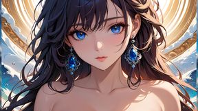 Painted Reflections - Artistic Nude Woman with Eyes Full of Color