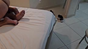 Husband Jerking off While Hot Blonde Fucks Friend