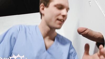 TWINKPOP - Twink Nurse Benjamin Blue Sucks Clark Delgaty's Big Cock Through A Gloryhole