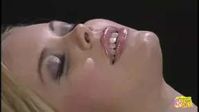 Busty blonde relaxes in a bathtub before a brunette slut comes to lick her cunt