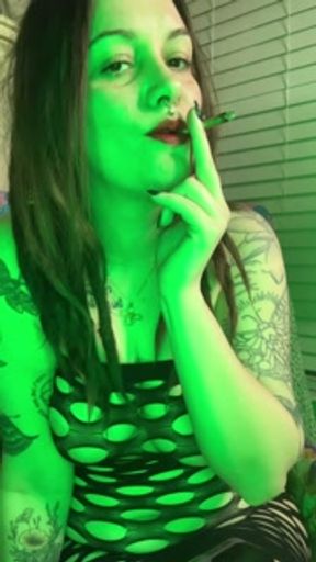 Slutty Stoner Chick Lights Up A Cigarette