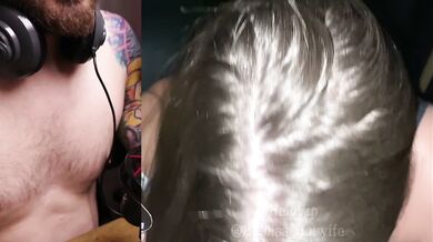 His wife sucks cock in glory hole while he watches