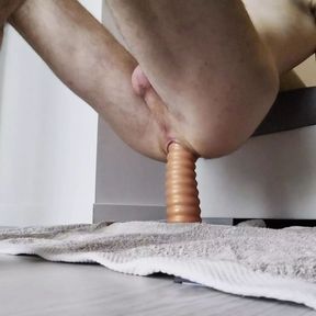 Long dildo all the way in makes me cum