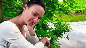 Brunette Suck Big Dick and Hard Rough Sex POV Outdoor