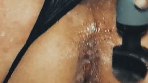 Playing my loose hole with wand until prolapsed