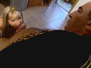 Blond mother I'd like to fuck gets her throat and vagina filled with massive dong
