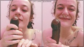 Uncut Dildo RP POV Ponytail BJ with Facial