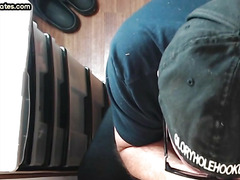 Real BJ DILF sucks cock in gloryhole POV homemade video