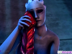 Blue Mass Effect babe fucked by alien dick