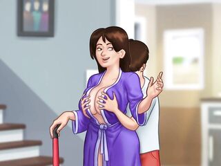 Stepmom cleaning up during the time that stepson bangs her GIANT BOOTY - summertime saga