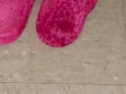 Pissing in my pink fuzzy slippers