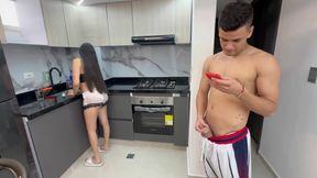 Latina girl with a big ass gets fucked by her stepbrother with a huge and hard cock full of a lot of cum until he fills her tight ass.