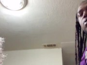 Married Black girl meet up with her sugar daddy for Halloween