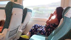 Young milf seduces voyeur on public train