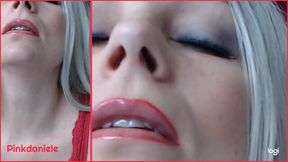 Worship nose in red bra