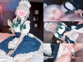 Curvy maid Sakuya Izayoi cosplays and creampies multiple guys