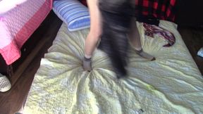Sexy wife dances naked, hairy pussy, big tits. Brunette wife, hairy pussy, big tits, big ass.