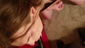 Sissy Crossdresser Sucks belt On vibrator