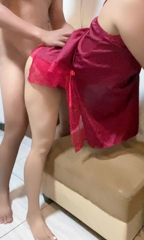 A slutty brunette always starves for sex with her horny man