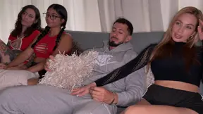 Three friends and the early boyfriend lead to a steamy bisexual encounter