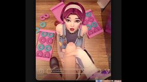 Transgender Kiriko Tries To Deliver Donuts But She Gets Jerked Off And Anal Fucks D.VA
