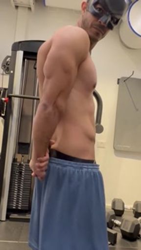 Flexing my muscles after workout