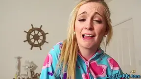 Busty Pyjamas Stepdaughter Sucks Dick