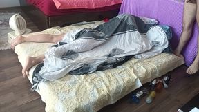 Foreplay in the bedroom with an amateur couple.