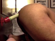 Doggy style with a suction mounted dildo