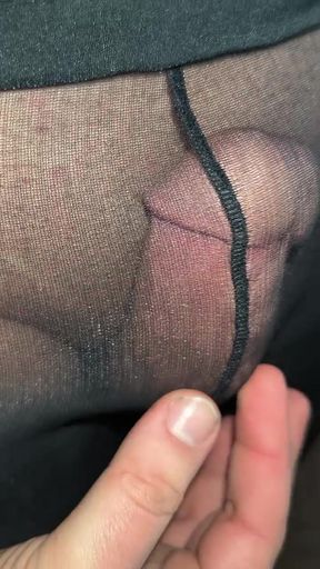 I took black shiny Pantyhose from my friend's mom's underwear drawer and as soon as I put them on hot sperm immediately came out