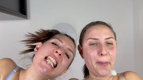 Twin Saliva Domination – Wet & Humiliating Spit Play