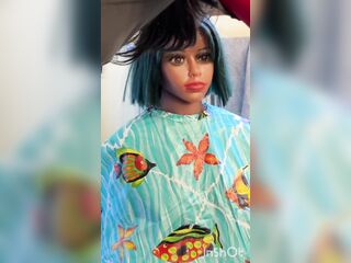 Older mini black sex doll cums after haircut
