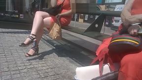 Sexy legs ... waiting for the bus