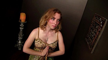 Nicki Blue Deepthroats Big Cock Through Glory Hole