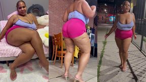 ultimate leg tease - natural big booty and tits - moaning - seductive - high heels - daisy dukes short shorts - walking