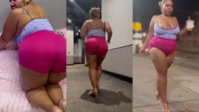 ultimate leg tease - natural big booty and tits - moaning - seductive - high heels - daisy dukes short shorts - walking