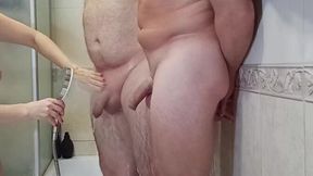 Sexy MILF loves double cock sucking