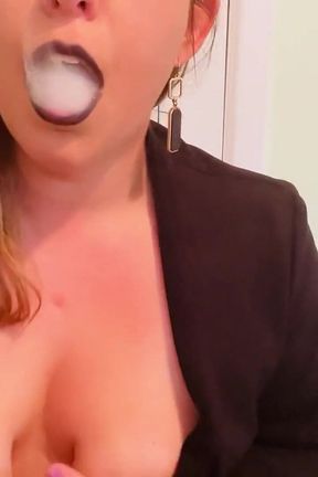 Sexy Vaping in Black Lipstick