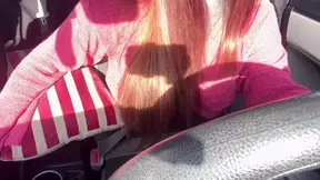 Artemisia Love flashes her natural big tits while driving a sexy car