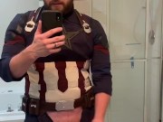 Captain America cosplayer cums for his country