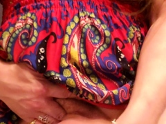 Tranny with big tits tugs on her big cock